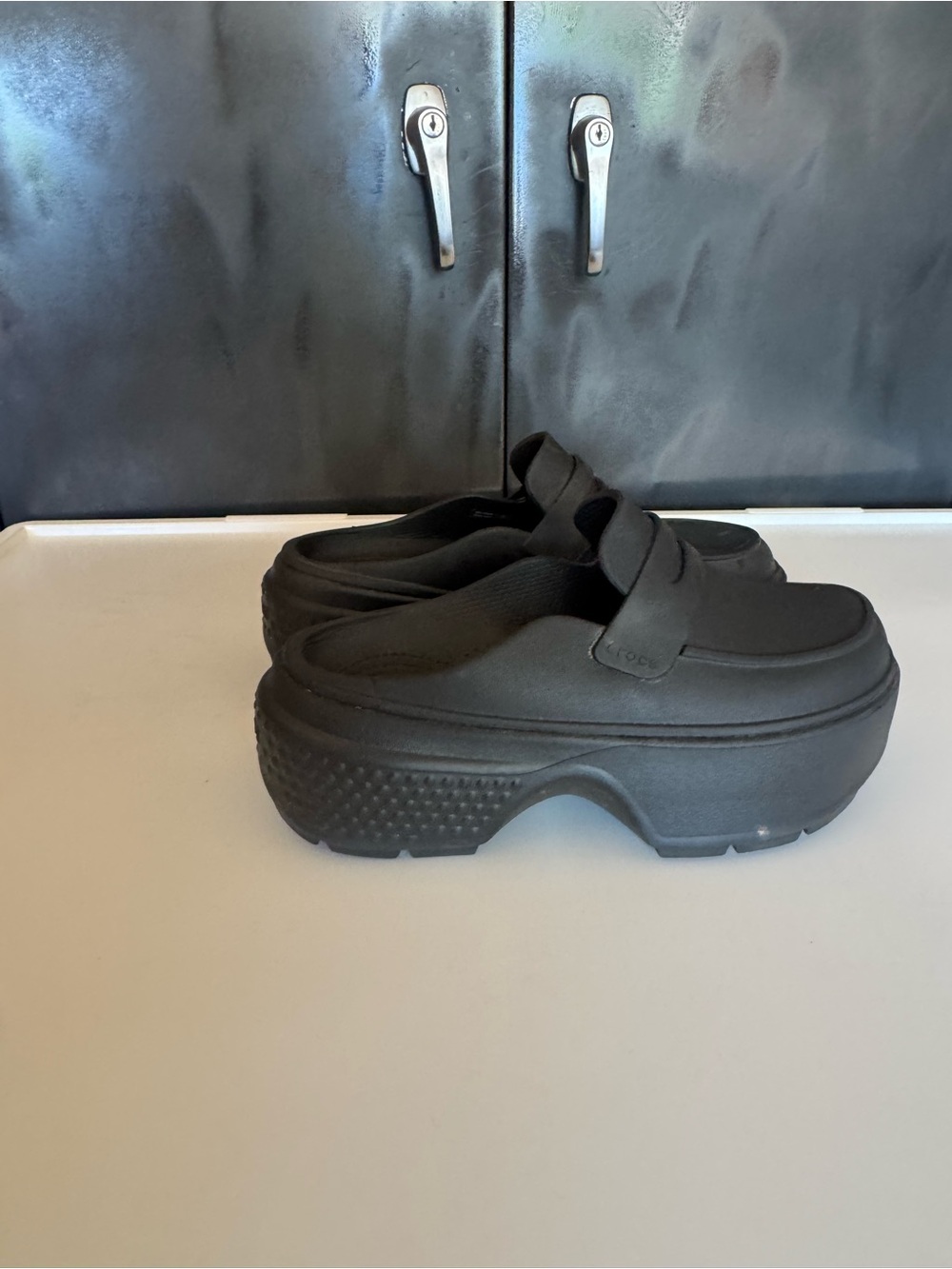 Black Platform Clog Mules - Women's Slip-On Loafers Crocs - Picture 3 of 5